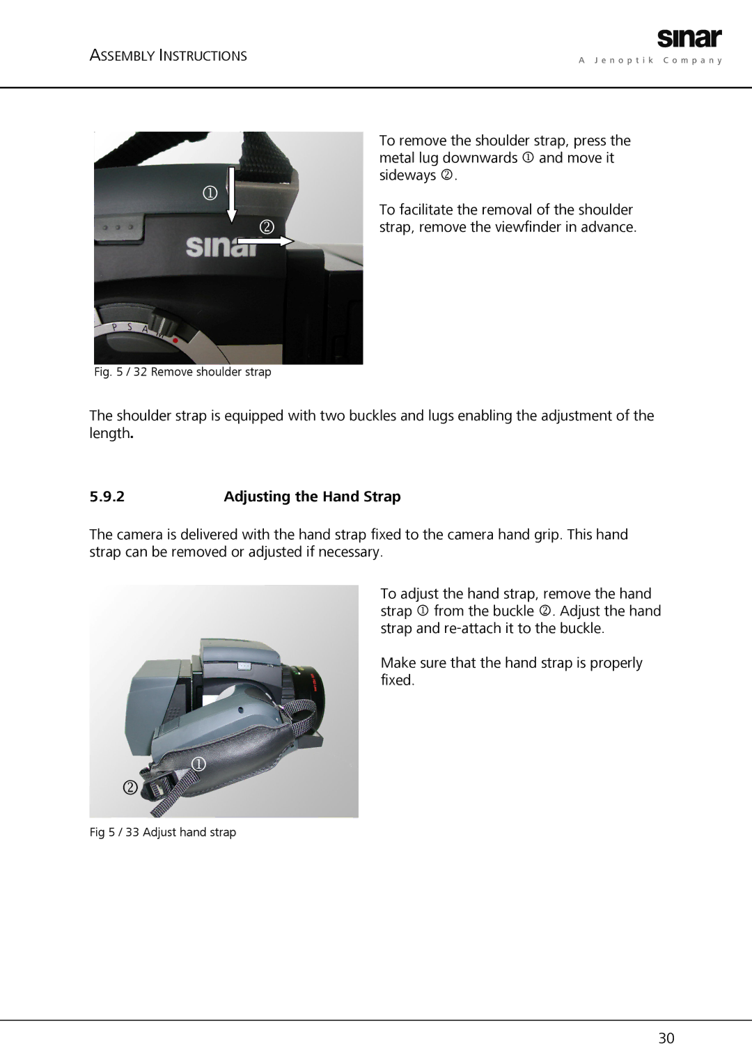 Sinar Hy6 manual Adjusting the Hand Strap 