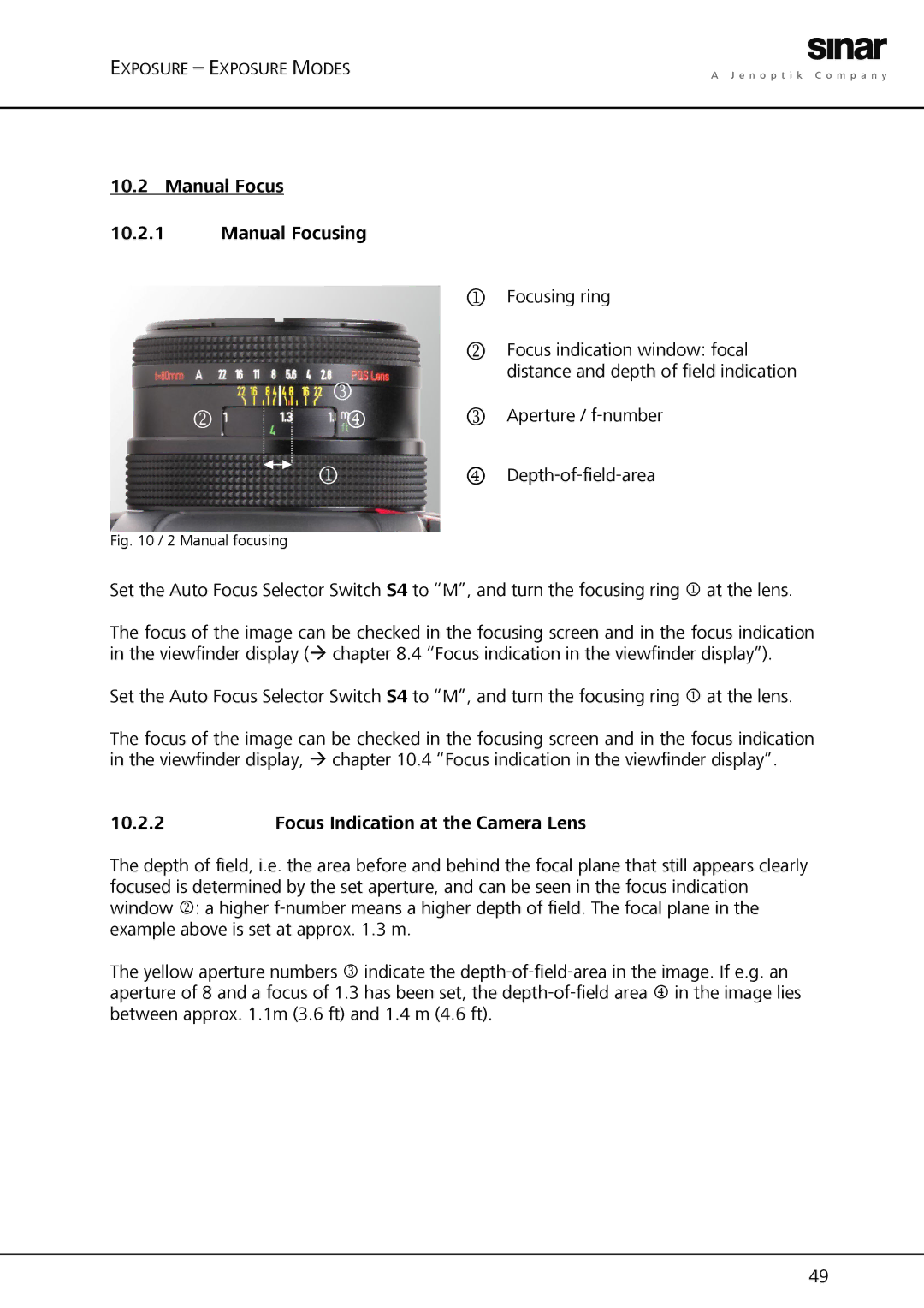 Sinar Hy6 manual Manual Focus Manual Focusing, 10.2.2 