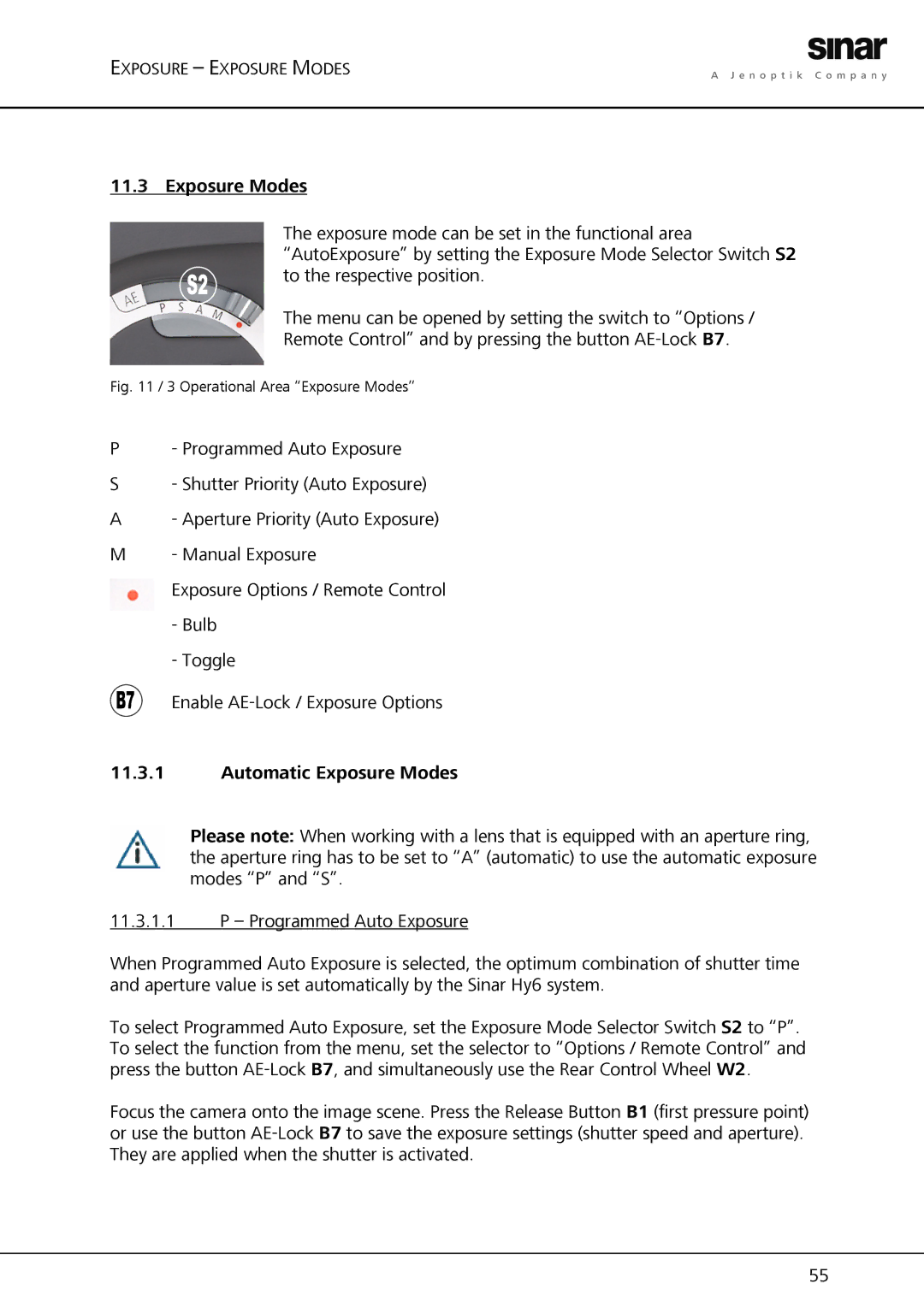 Sinar Hy6 manual Operational Area Exposure Modes 