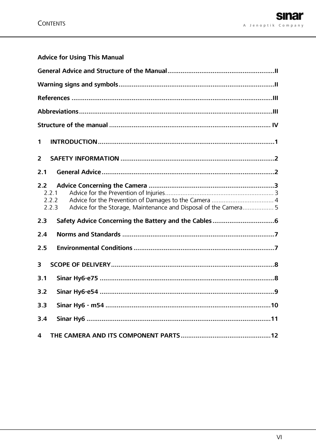 Sinar manual Introduction Safety Information, Sinar Hy6-e75 Sinar Hy6-e54 Sinar Hy6 m54 