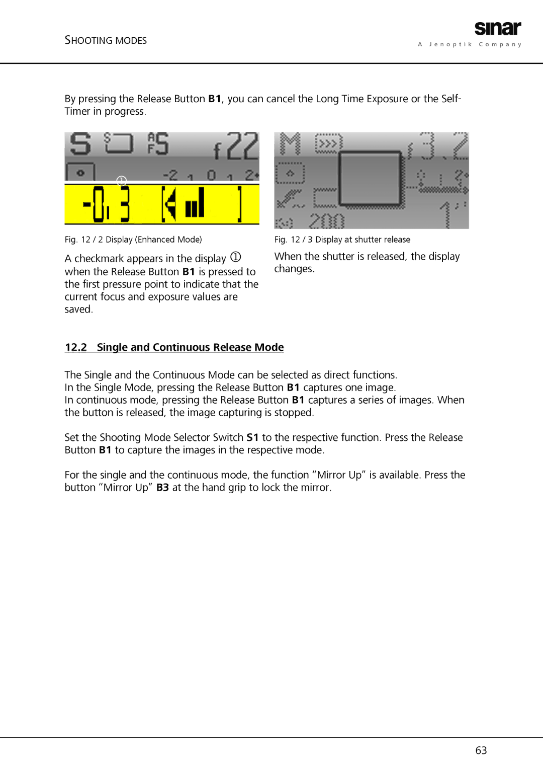 Sinar Hy6 manual When the shutter is released, the display changes 