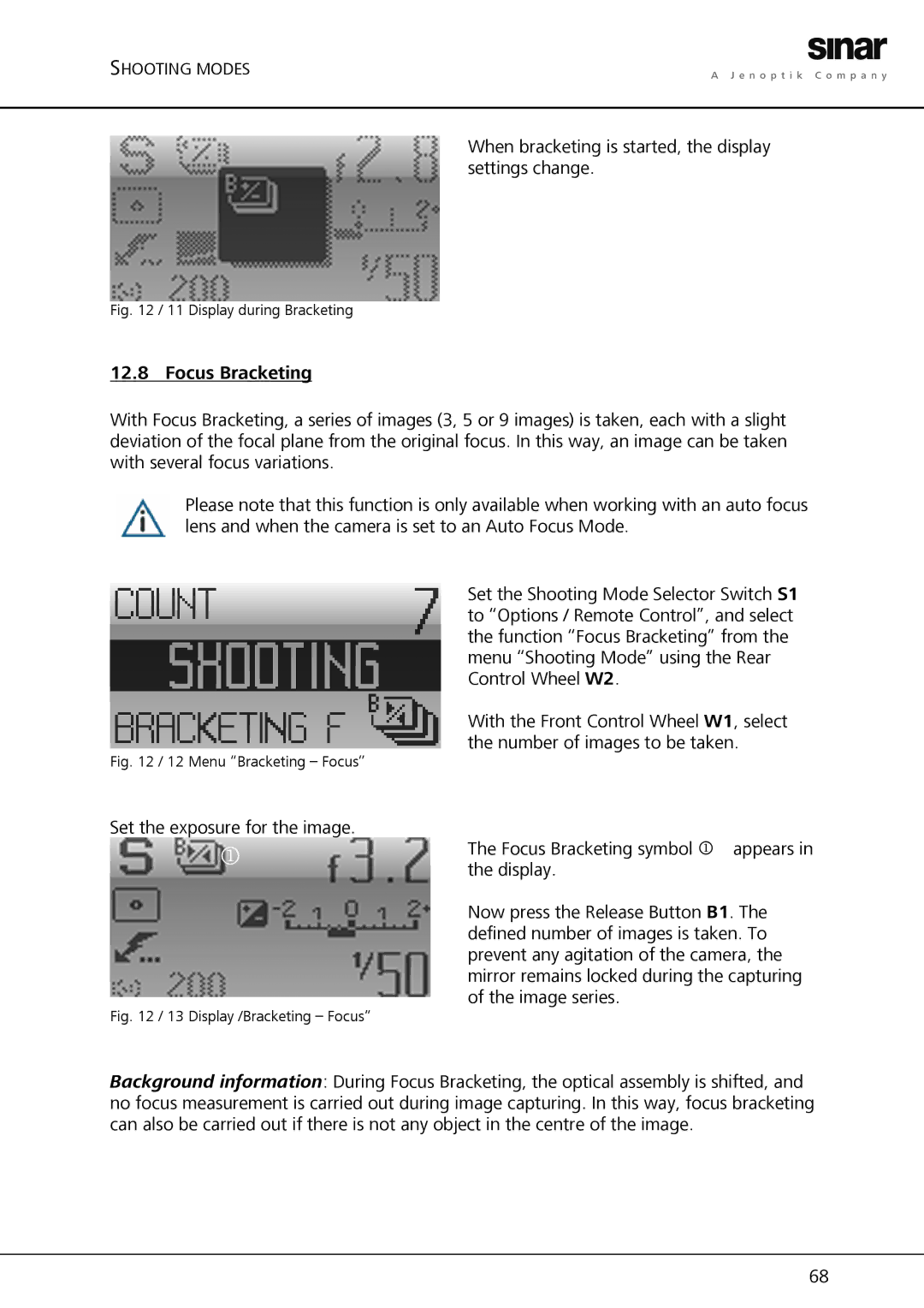 Sinar Hy6 manual When bracketing is started, the display settings change 