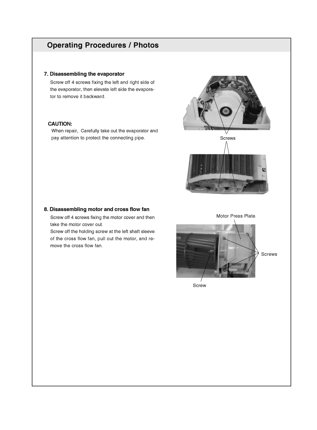 Sinclair ASH-09AK, ASH-13AK service manual Disassembling the evaporator 