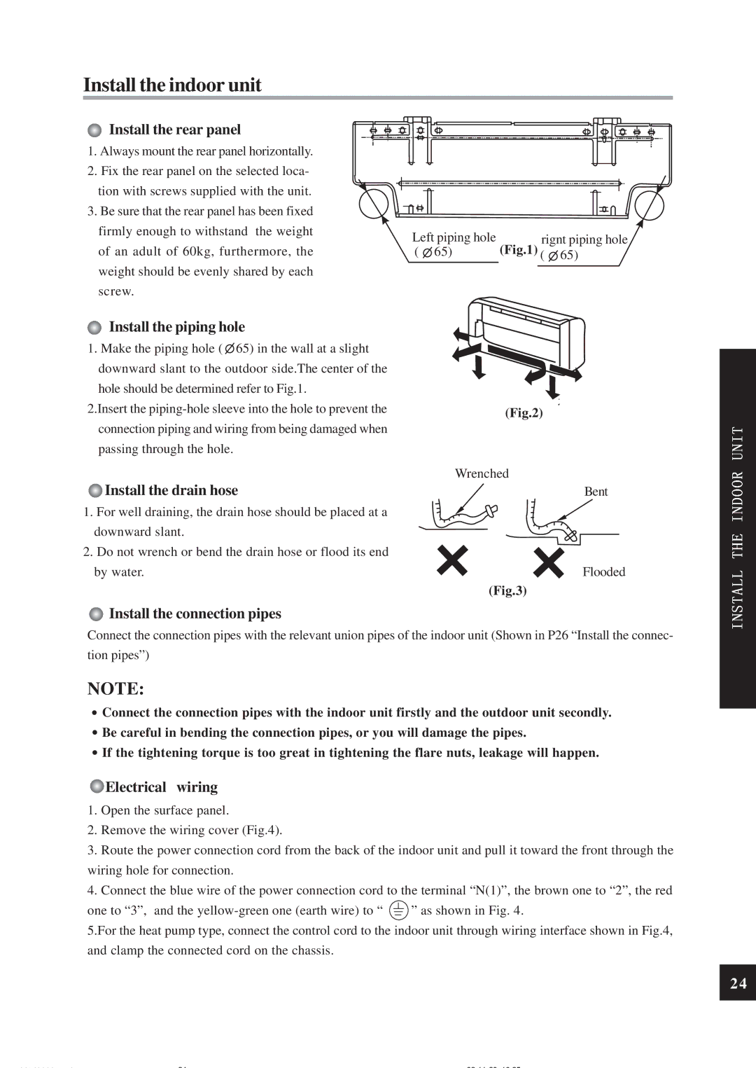 Sinclair ASH-24CN owner manual Install the indoor unit 