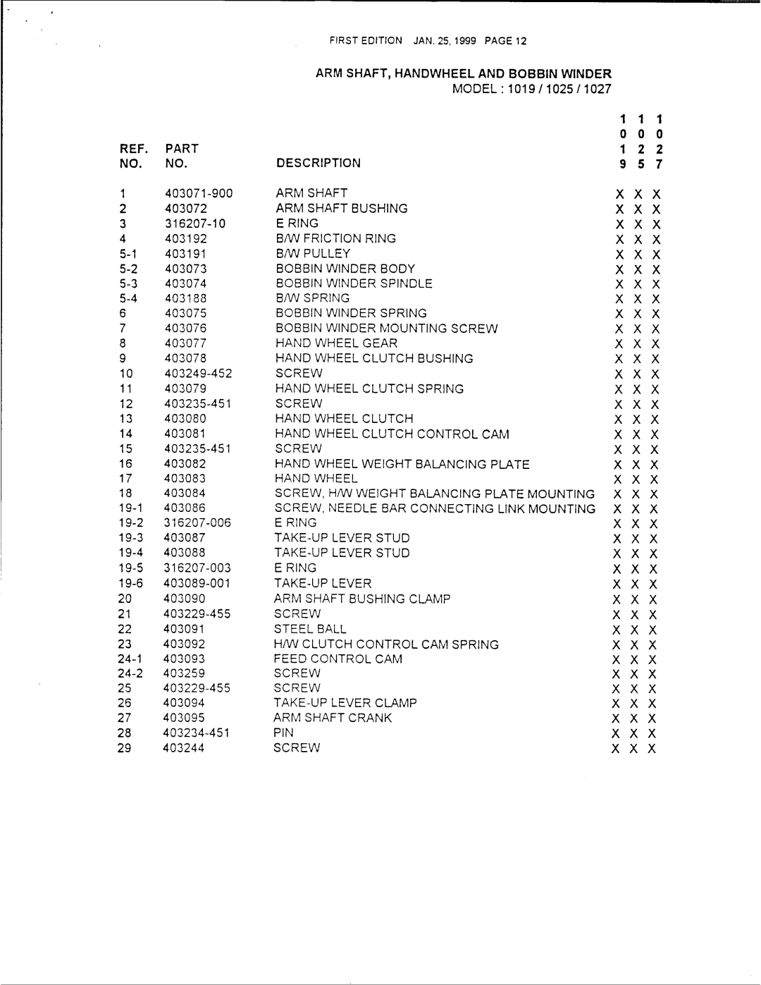 Singer 1019, 1025, 1027 manual 