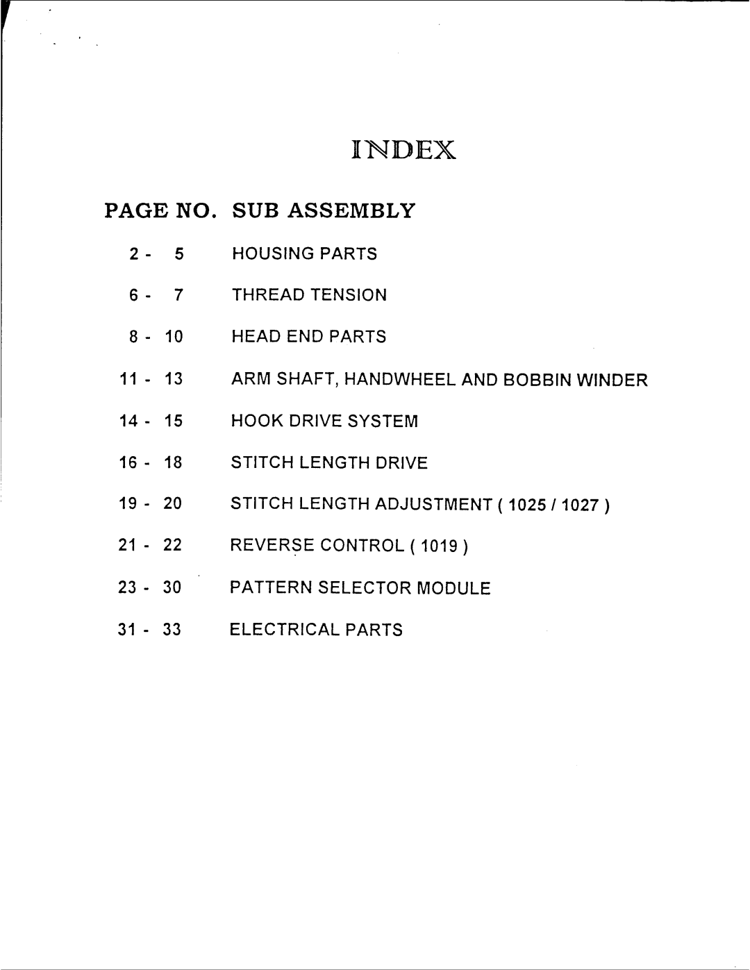 Singer 1025, 1027, 1019 manual 