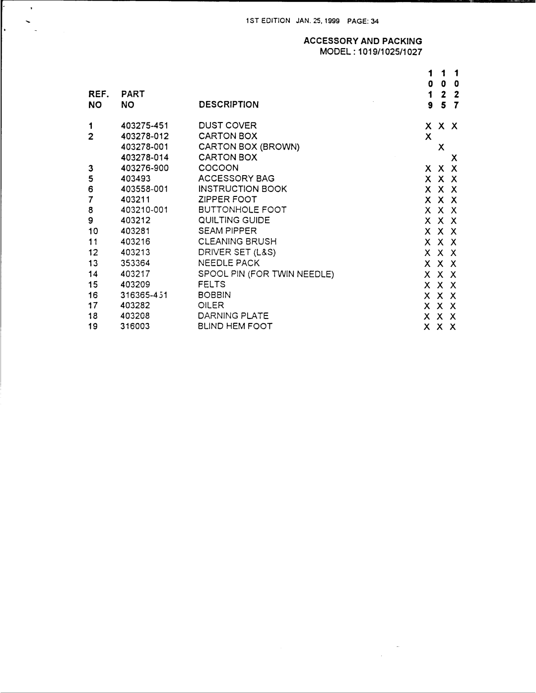 Singer 1025, 1027, 1019 manual 