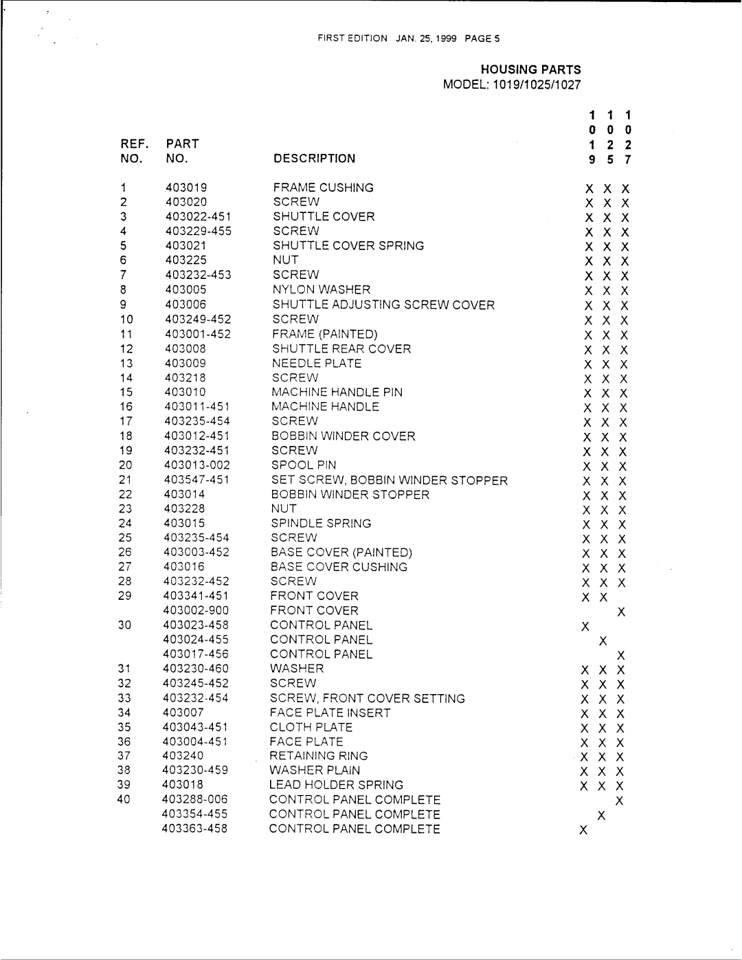 Singer 1027, 1025, 1019 manual 