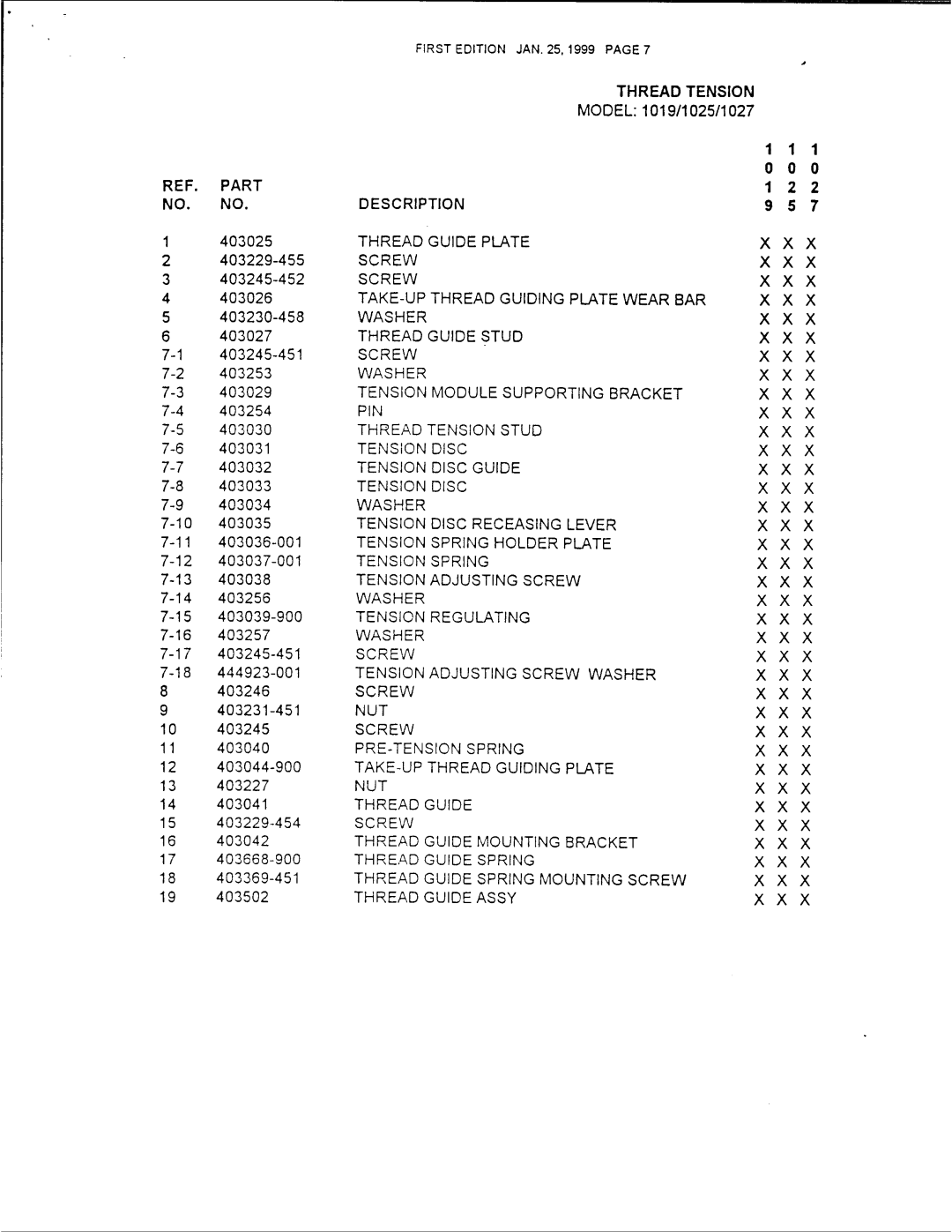 Singer 1025, 1027, 1019 manual 