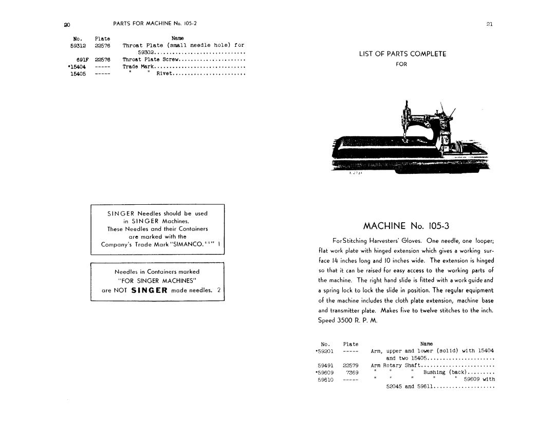 Singer 105-2, 105-1, 105-3 manual 