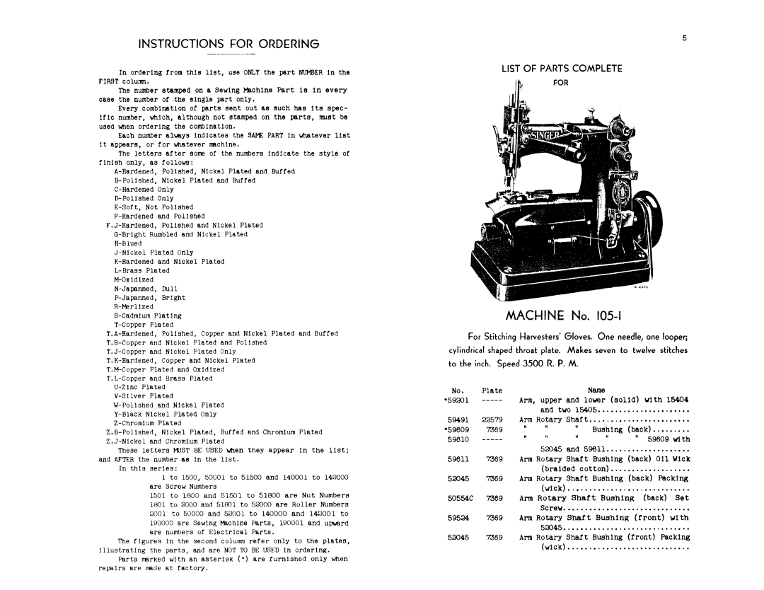 Singer 105-2, 105-1, 105-3 manual 