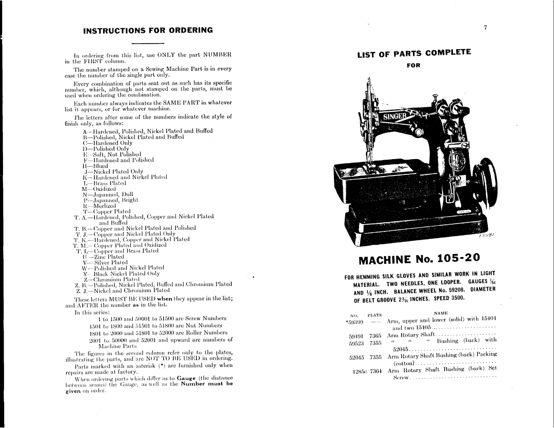 Singer 105-20 manual 