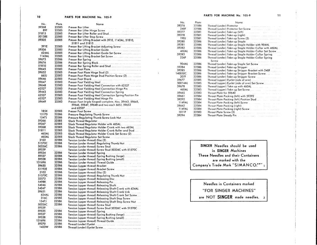 Singer 105-9 manual 