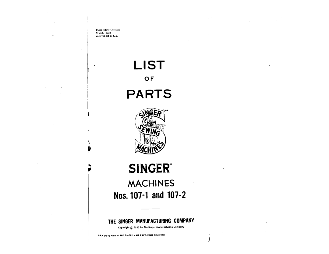 Singer 107-1, 107-2 manual 