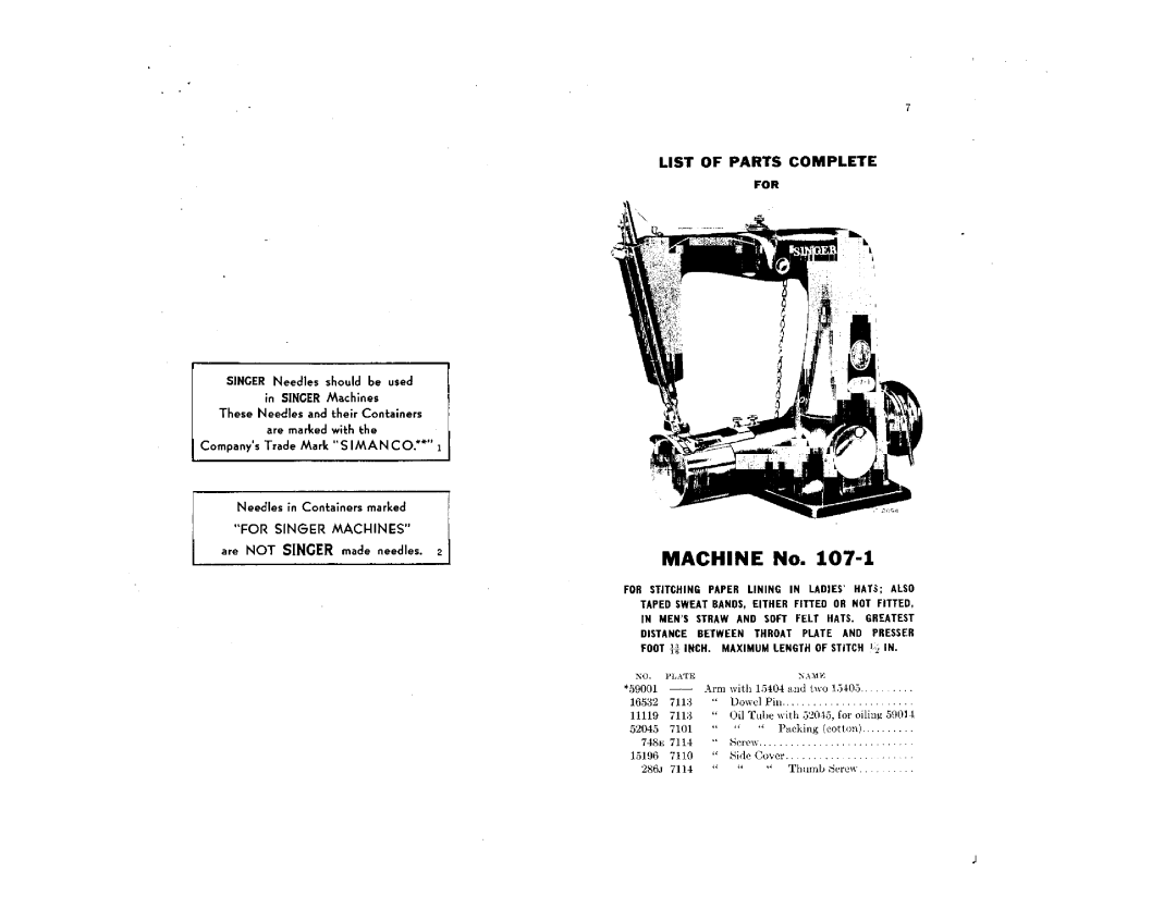 Singer 107-2, 107-1 manual 