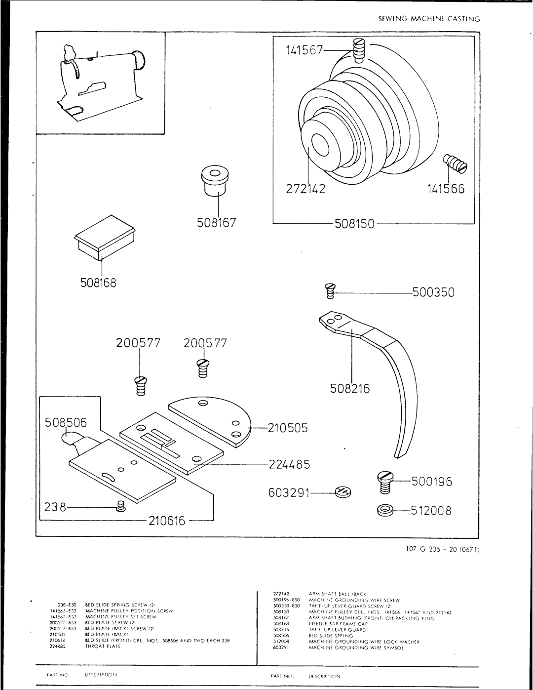 Singer 107G235 manual 