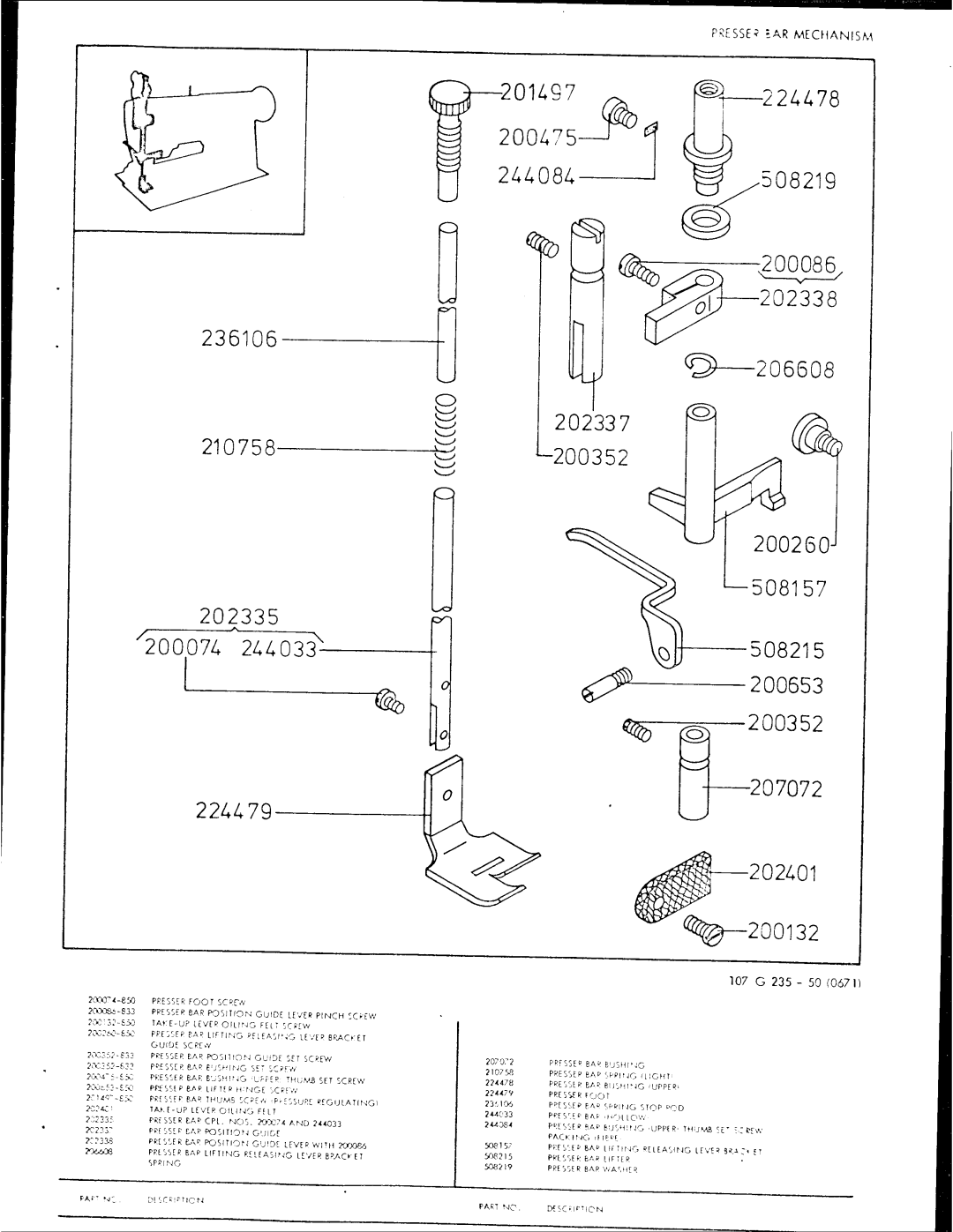 Singer 107G235 manual 