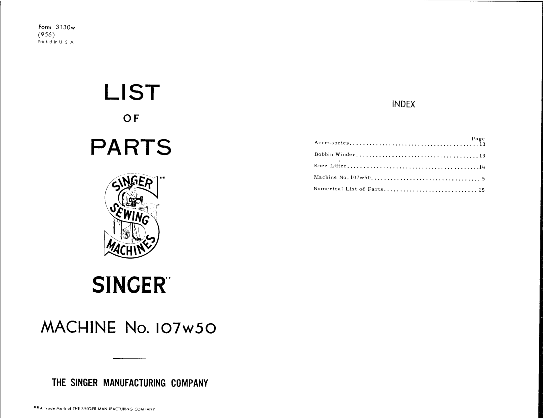 Singer 107W50 manual 
