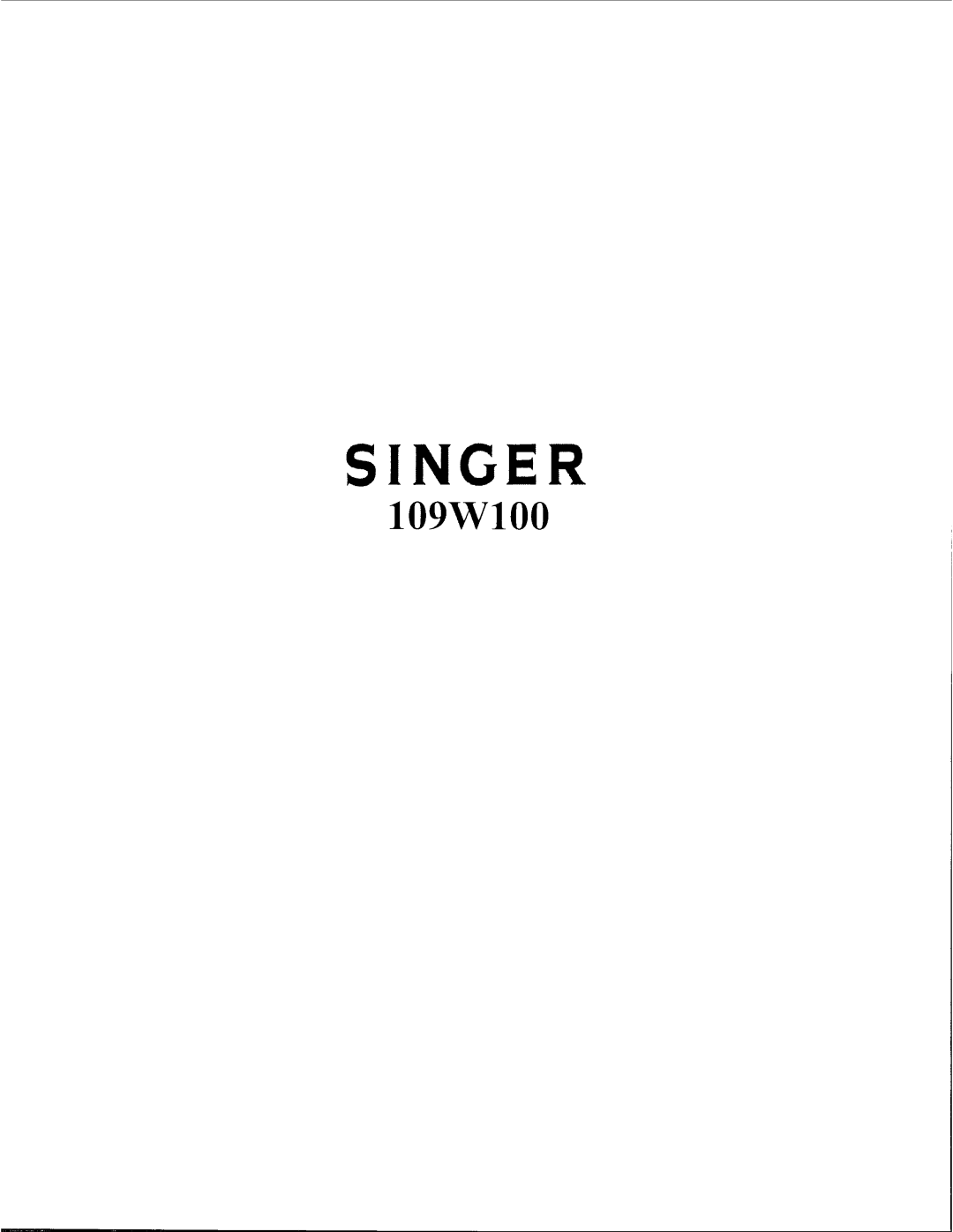 Singer 109W100 manual 