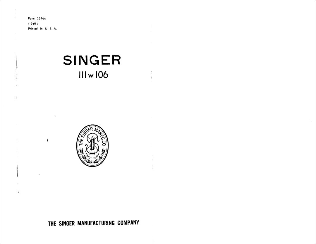 Singer 111W106 manual 