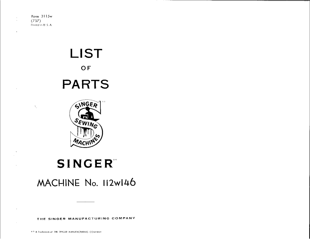 Singer 112W146 manual 