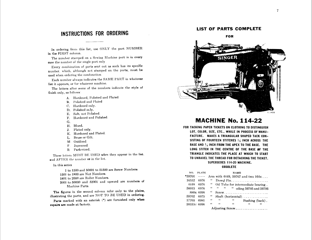 Singer 114-24, 114-22 manual 