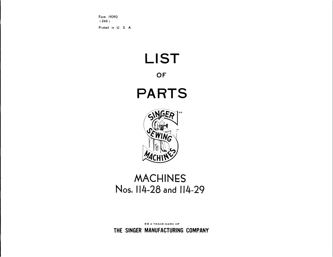 Singer 114-28, 114-29 manual 