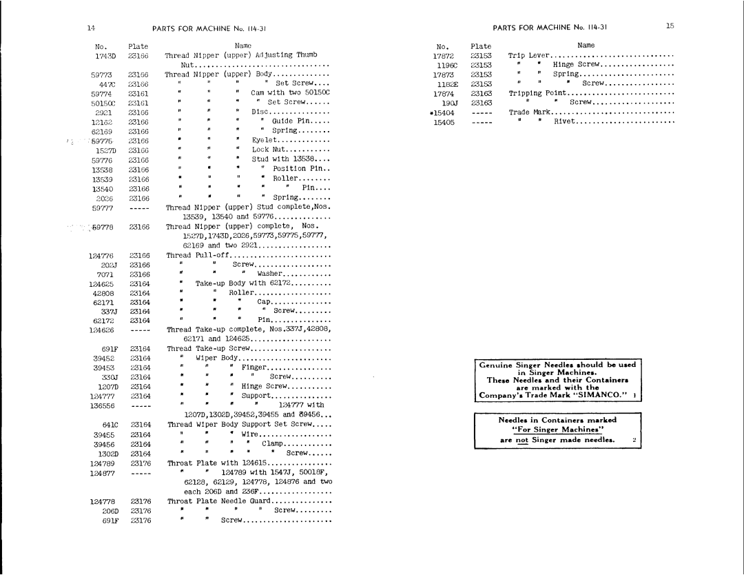 Singer 114-31 manual 