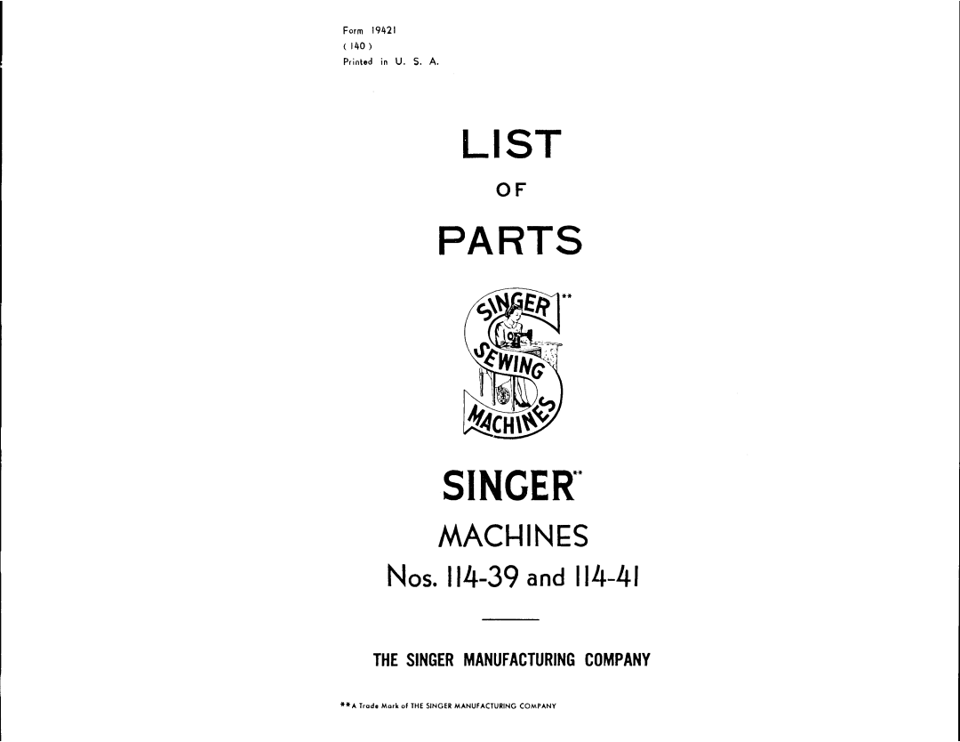 Singer 114-41, 114-39 manual 