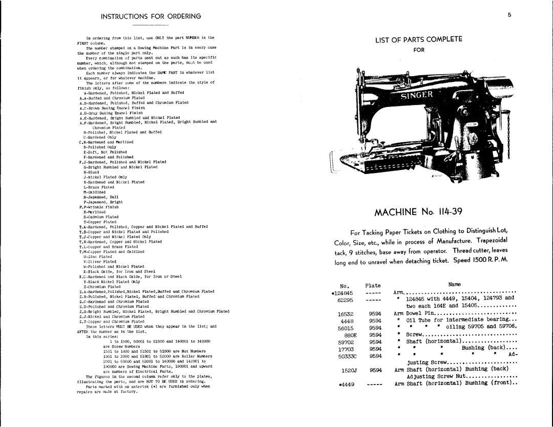 Singer 114-41, 114-39 manual 