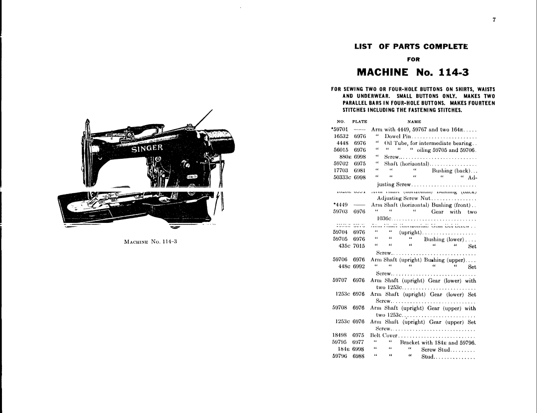 Singer 114-4, 114-3 manual 