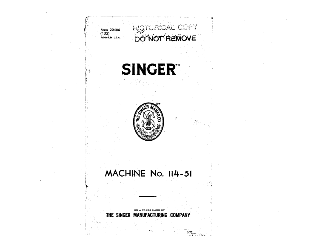 Singer 114-51 manual 