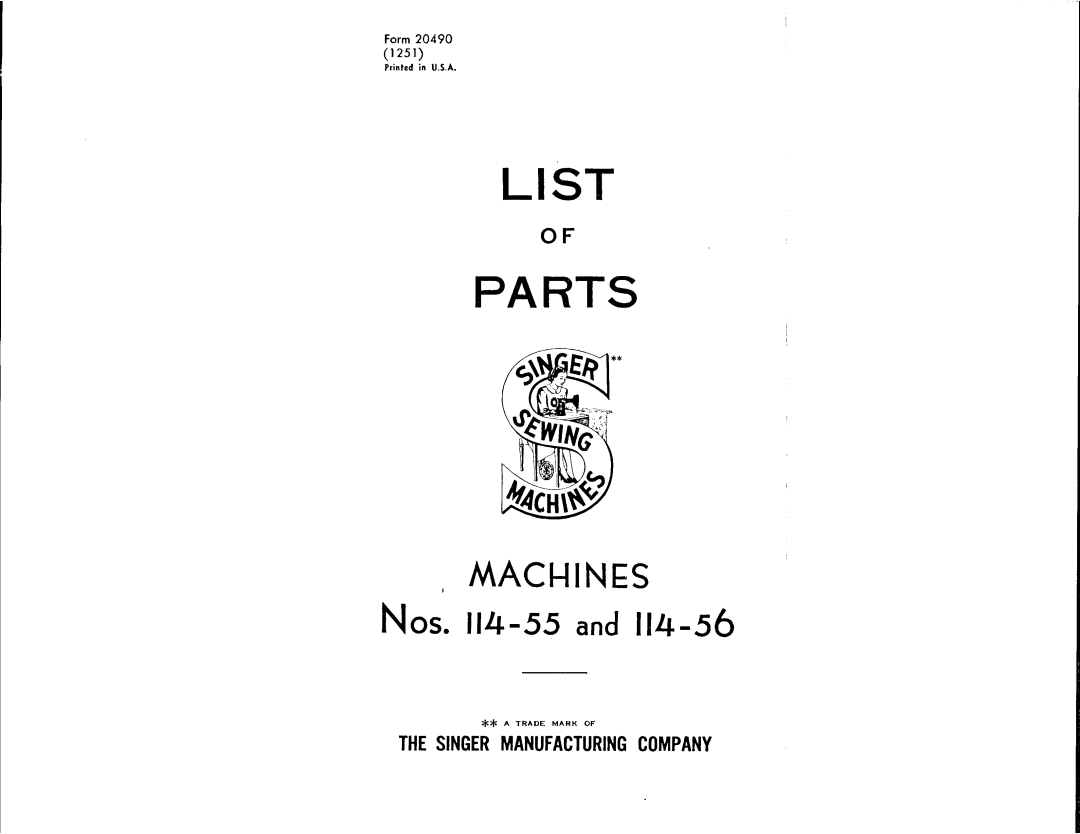 Singer 114-55, 114-56 manual 