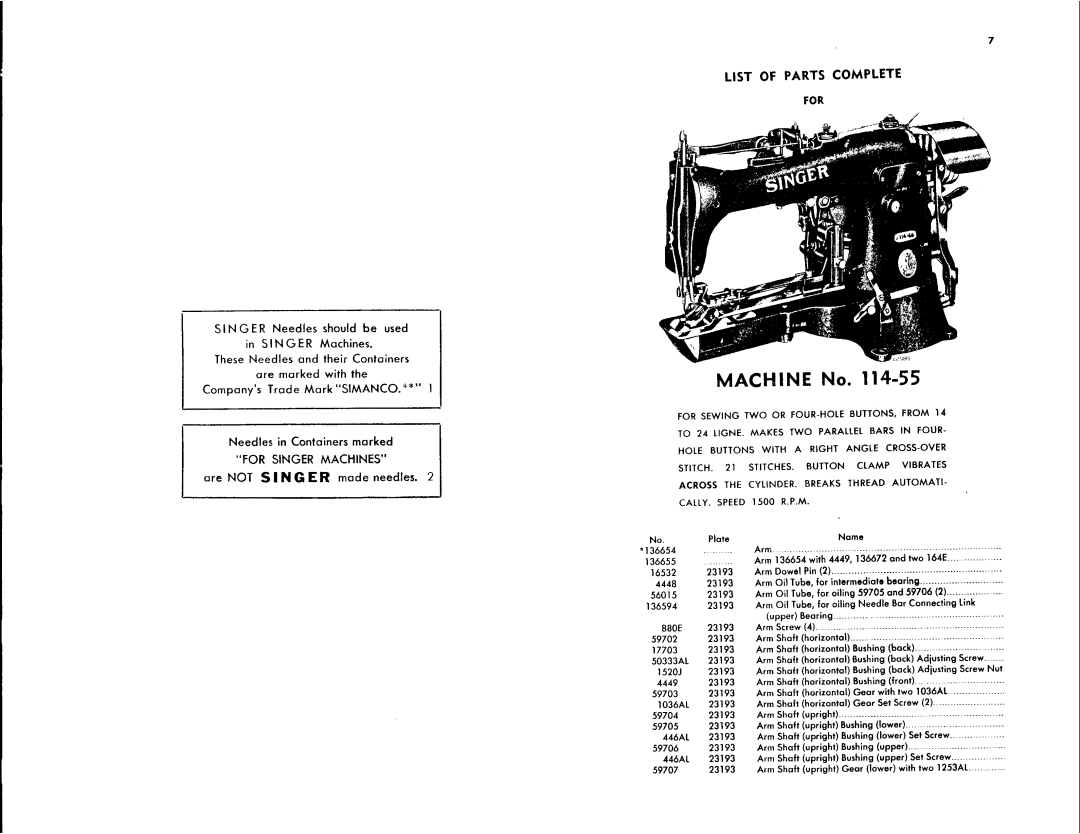 Singer 114-56, 114-55 manual 