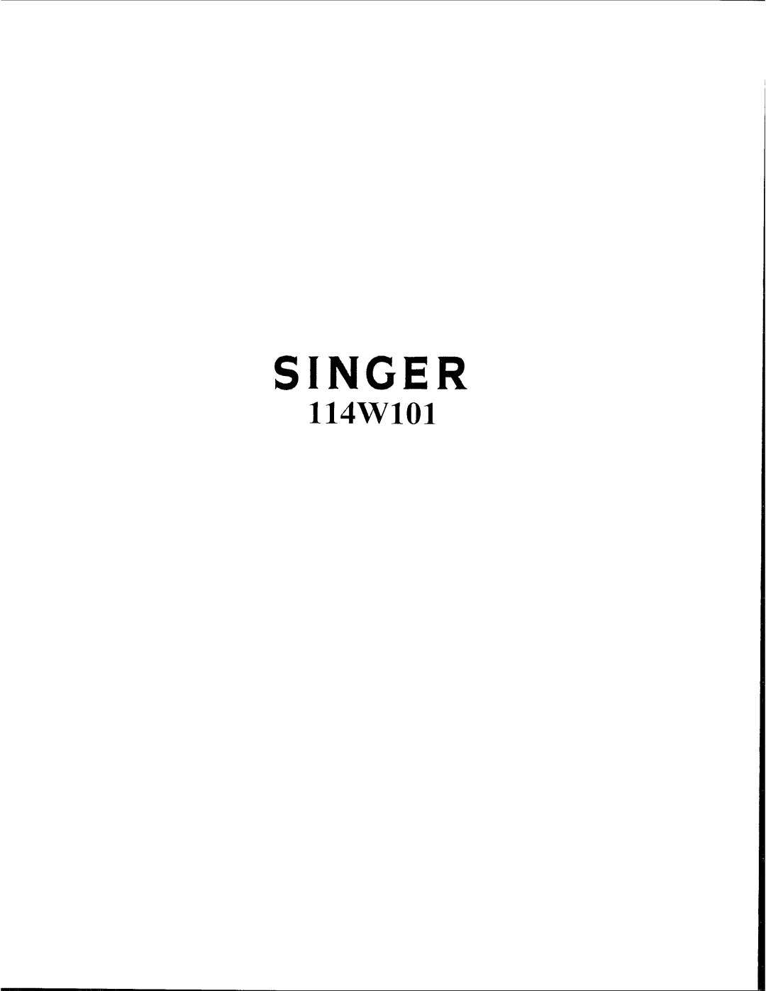 Singer 114W101 manual 