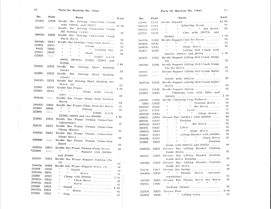 Singer 116W1 manual 