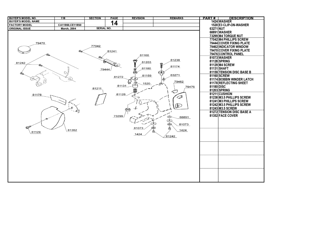 Singer 118 manual Nut 