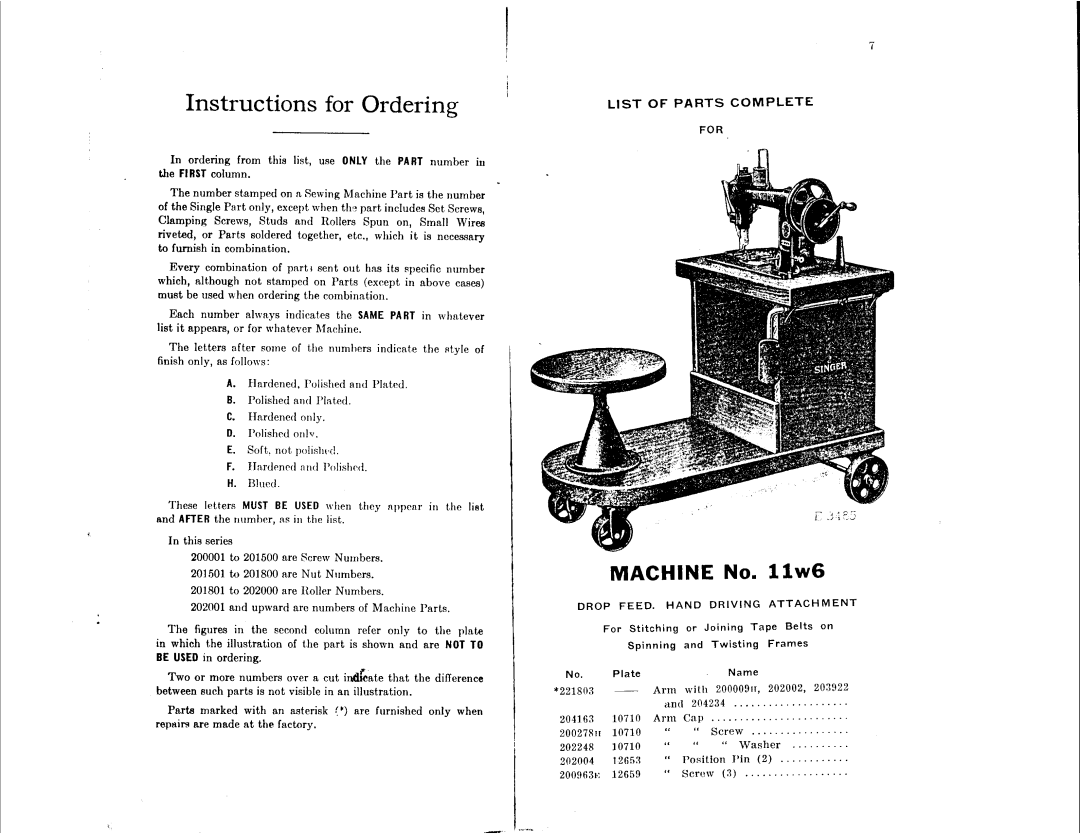 Singer 11W6, 11W7 manual 