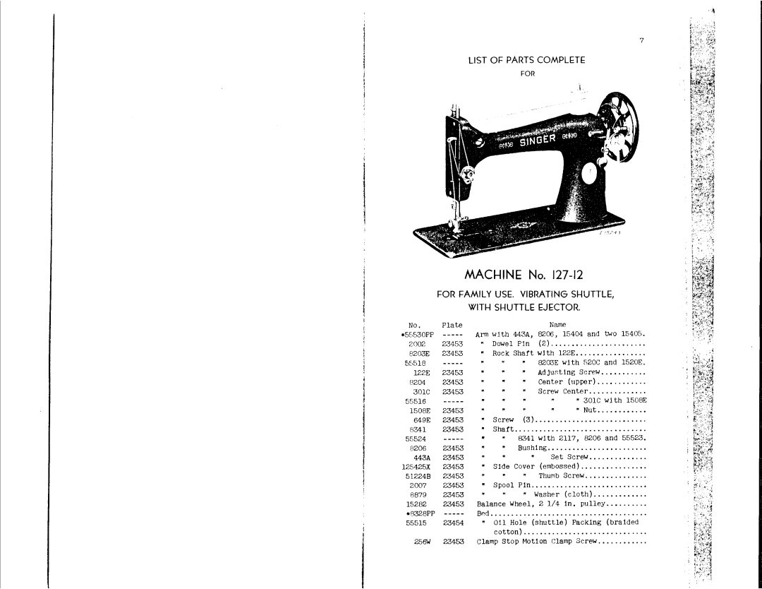 Singer 127-12, 127-14 manual 