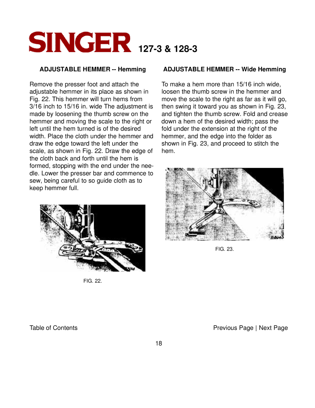 Singer 127-3 & 128-3 instruction manual 