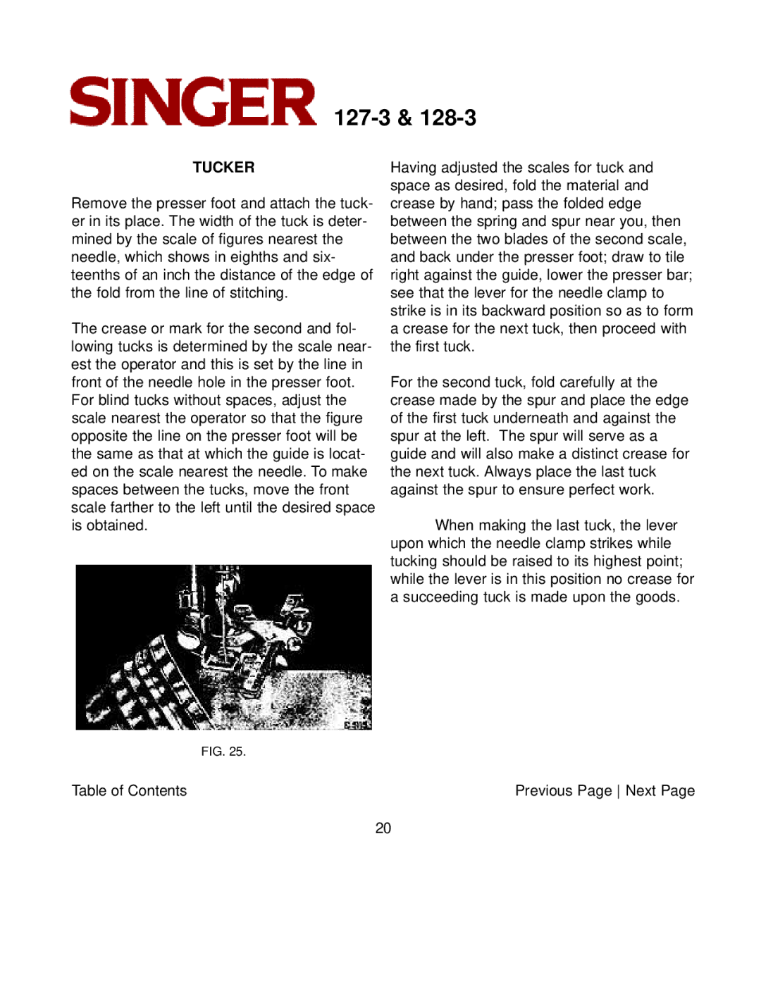 Singer 127-3 & 128-3 instruction manual Tucker 