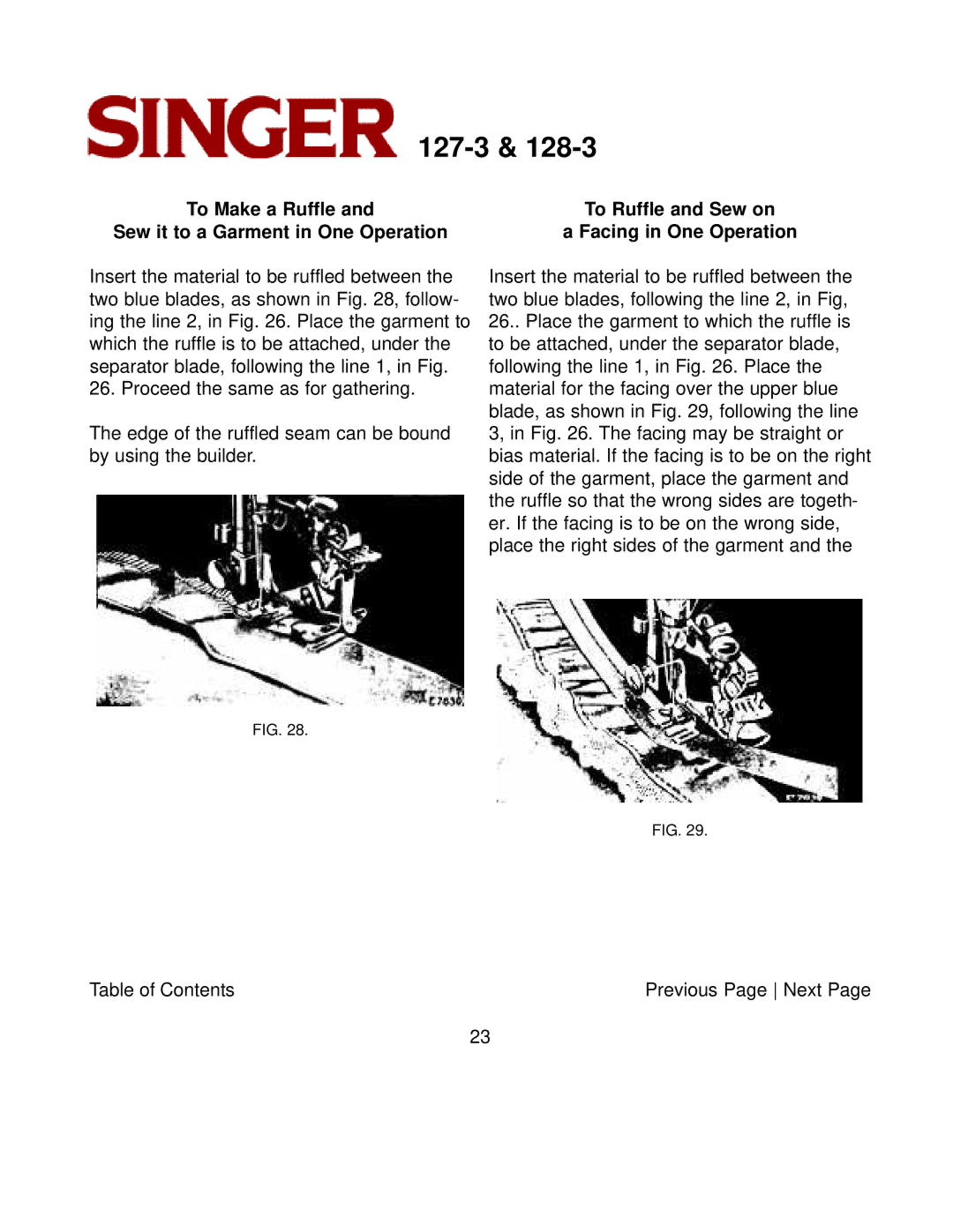 Singer 127-3 & 128-3 instruction manual 