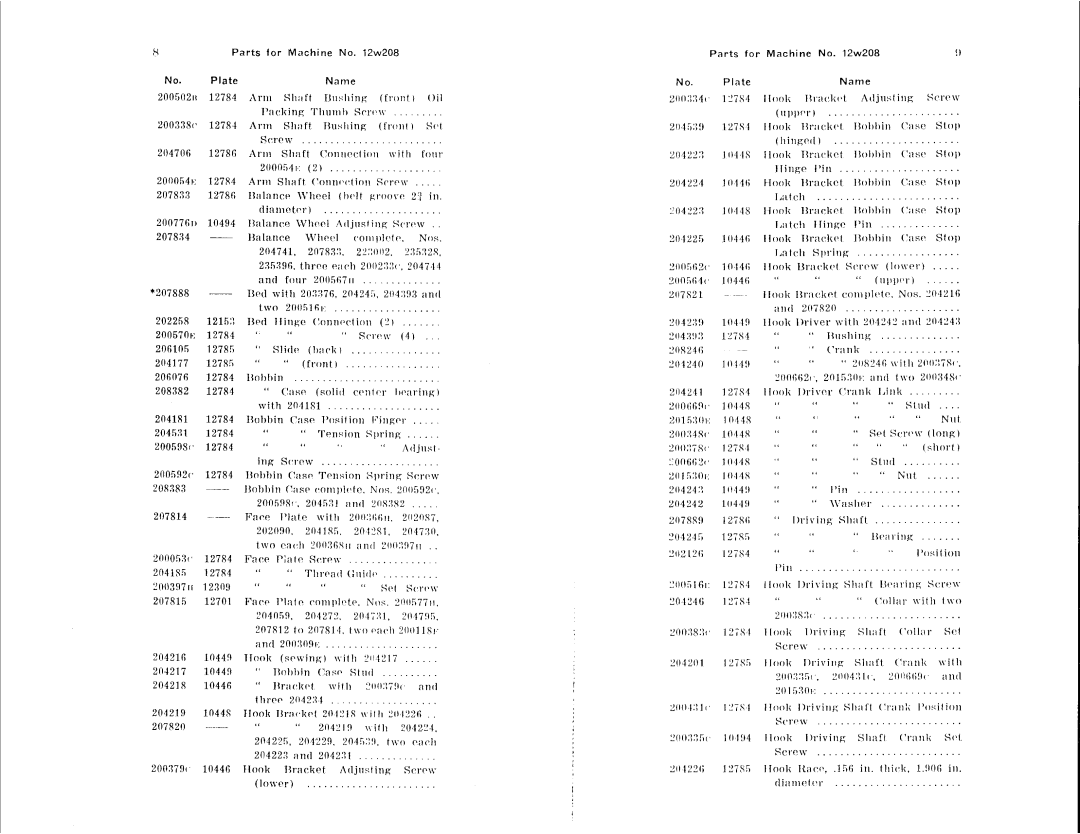 Singer 12W208, 12W209 manual 