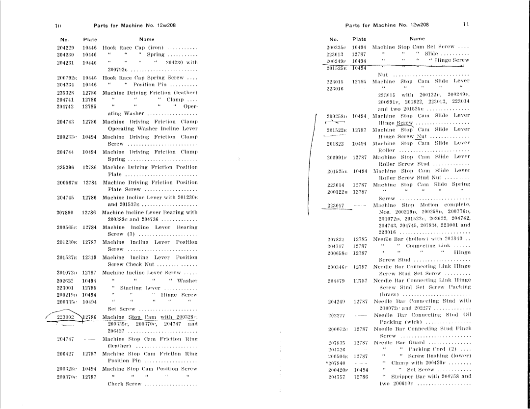 Singer 12W209, 12W208 manual 