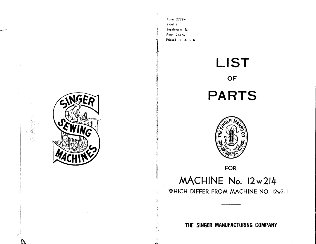 Singer 12W214 manual 