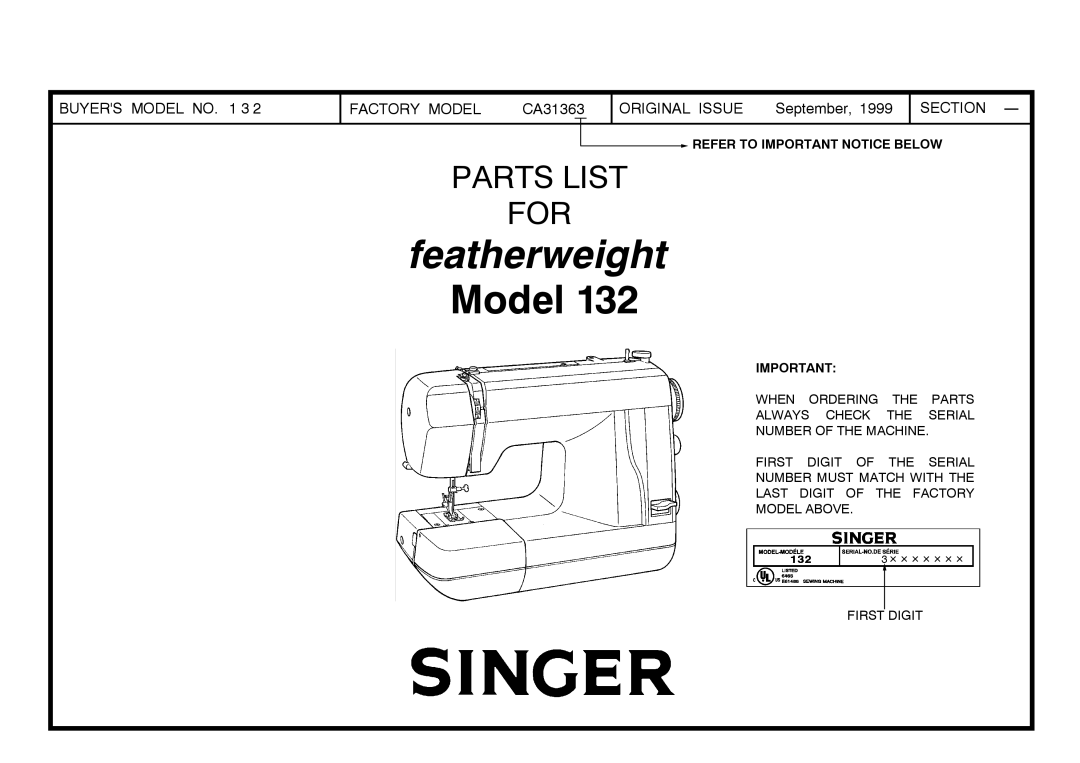 Singer 132 manual Featherweight Model 