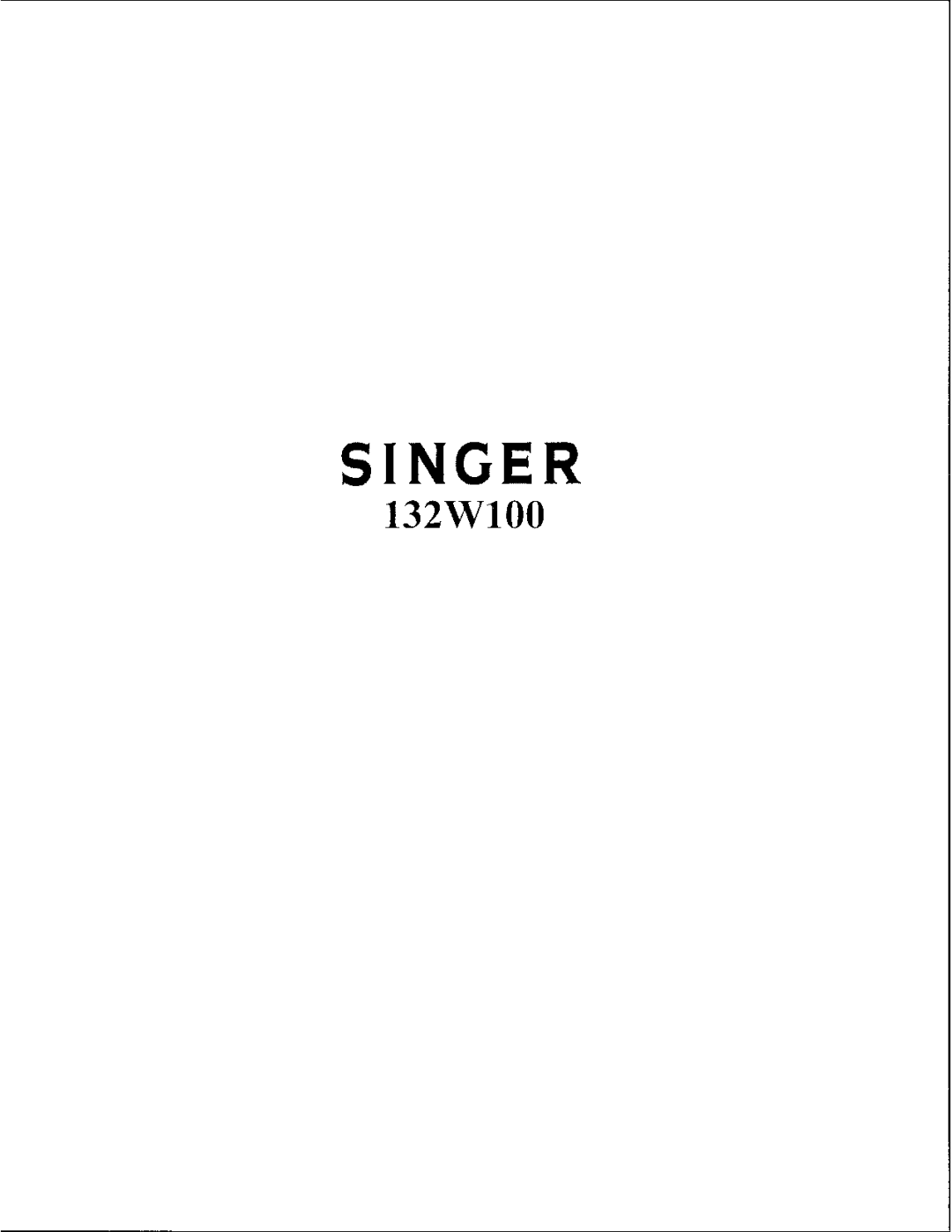 Singer 132W100 manual 