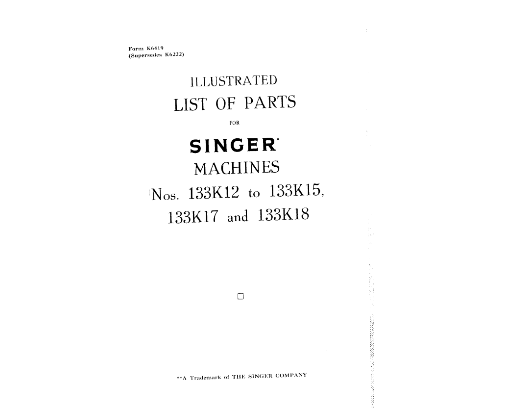 Singer K18, 133K12, K15, K17 manual 