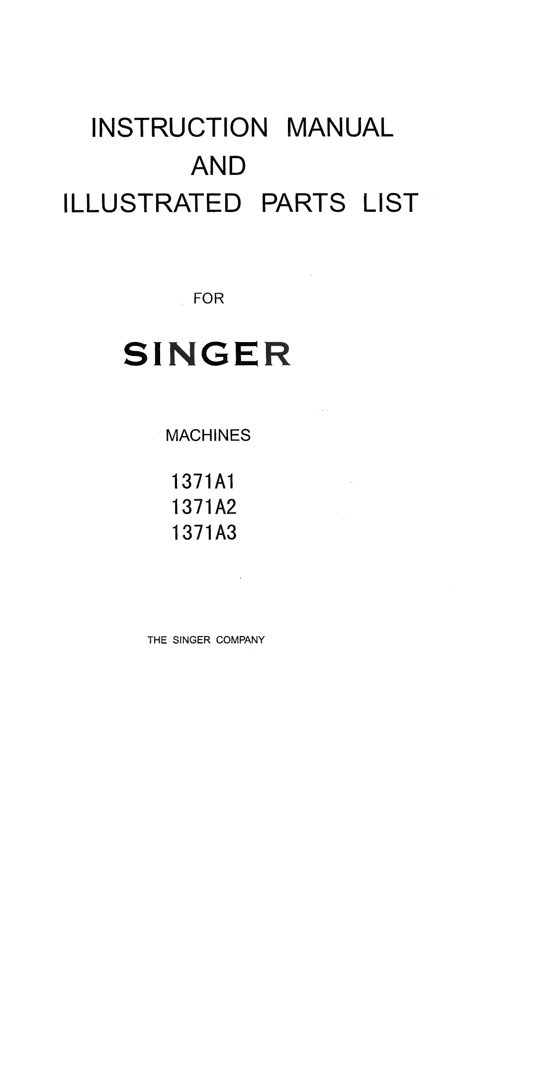 Singer 1371A3, 1371A1, 1371A2 manual 