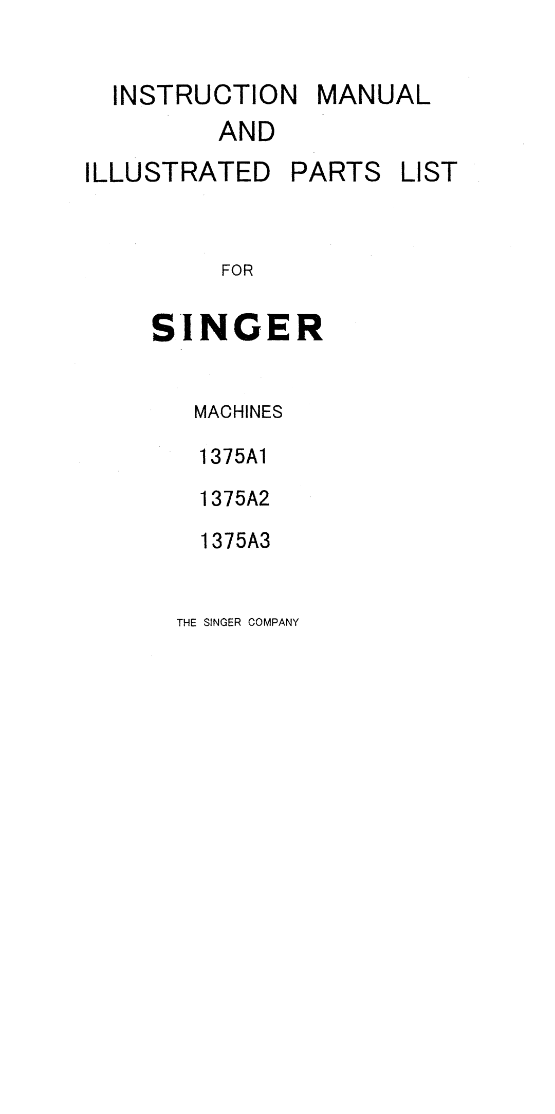 Singer 1375A3, 1375A2, 1375A1 manual 